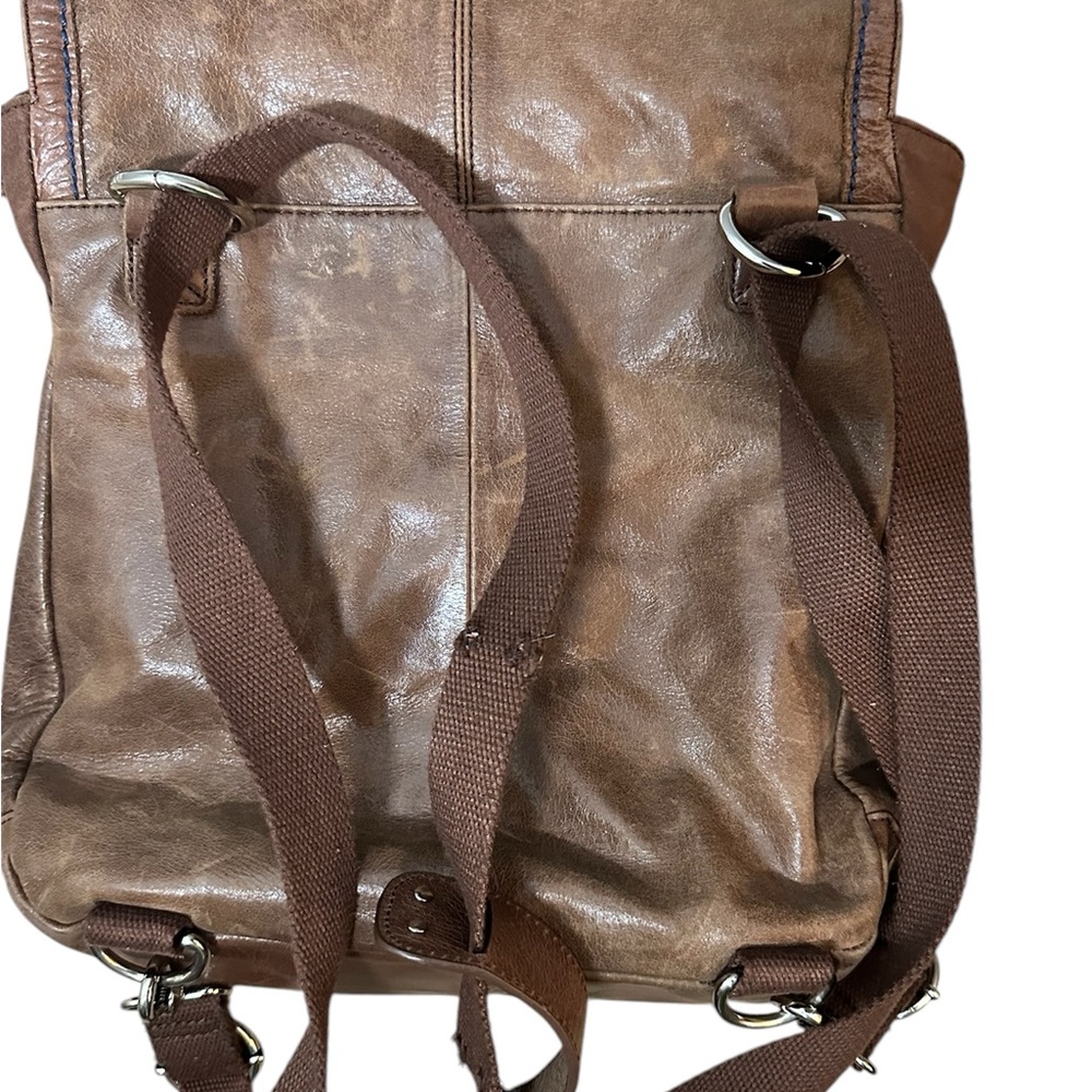 The Sak Distressed Brown Leather Shoulder Bag Convertible Backpack - Picture 2 of 7